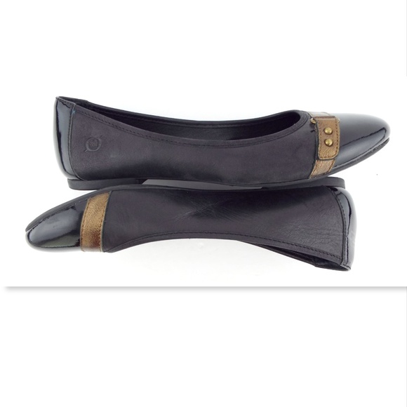 BORN Black Leather Cap Toe Ballet Flats 7 - Picture 5 of 8